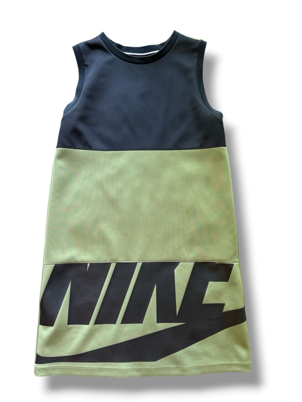 Nike "Irrelevant" Logo Green/Black Color Block Sleeveless Shift Dress Size Small - Picture 2 of 10